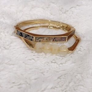 J crew semiprecious stone hinge bracelet and Framed stone open cuff